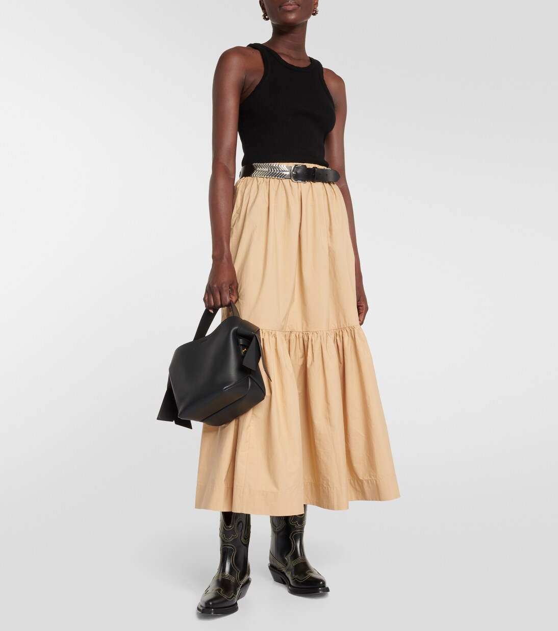 Ganni Brown Recycled Polyamide Long Skirt
