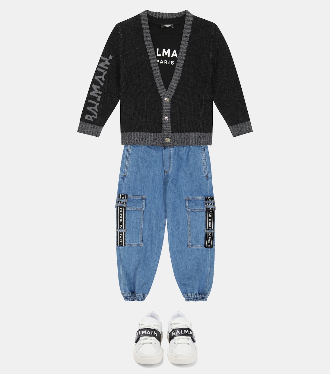 Cardigan en intarsia à logo | Balmain Kids