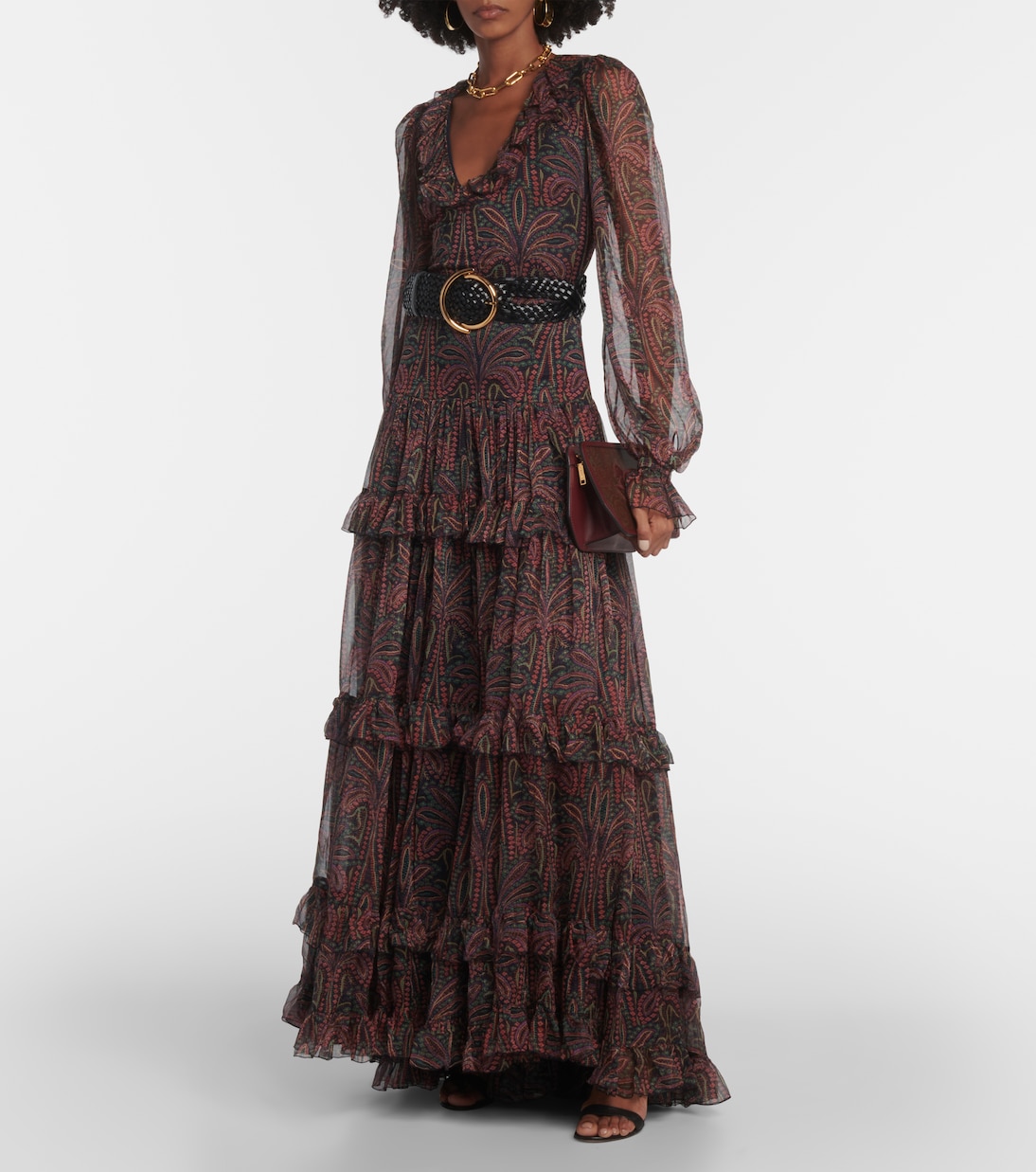 Robe longue en soie à motif cachemire | Etro
