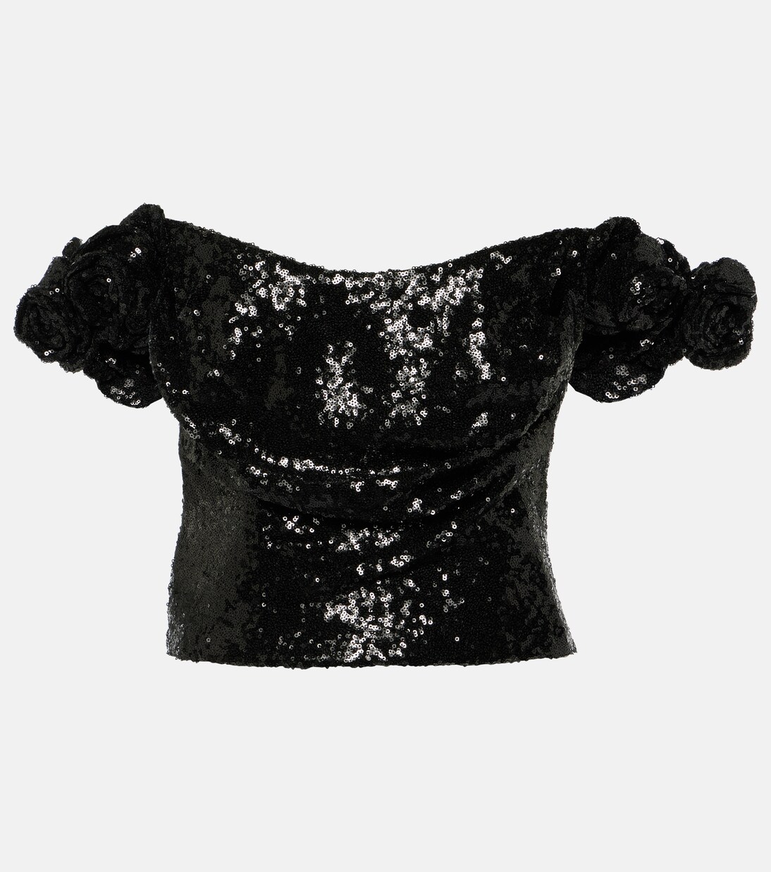 black off the shoulder sequin top