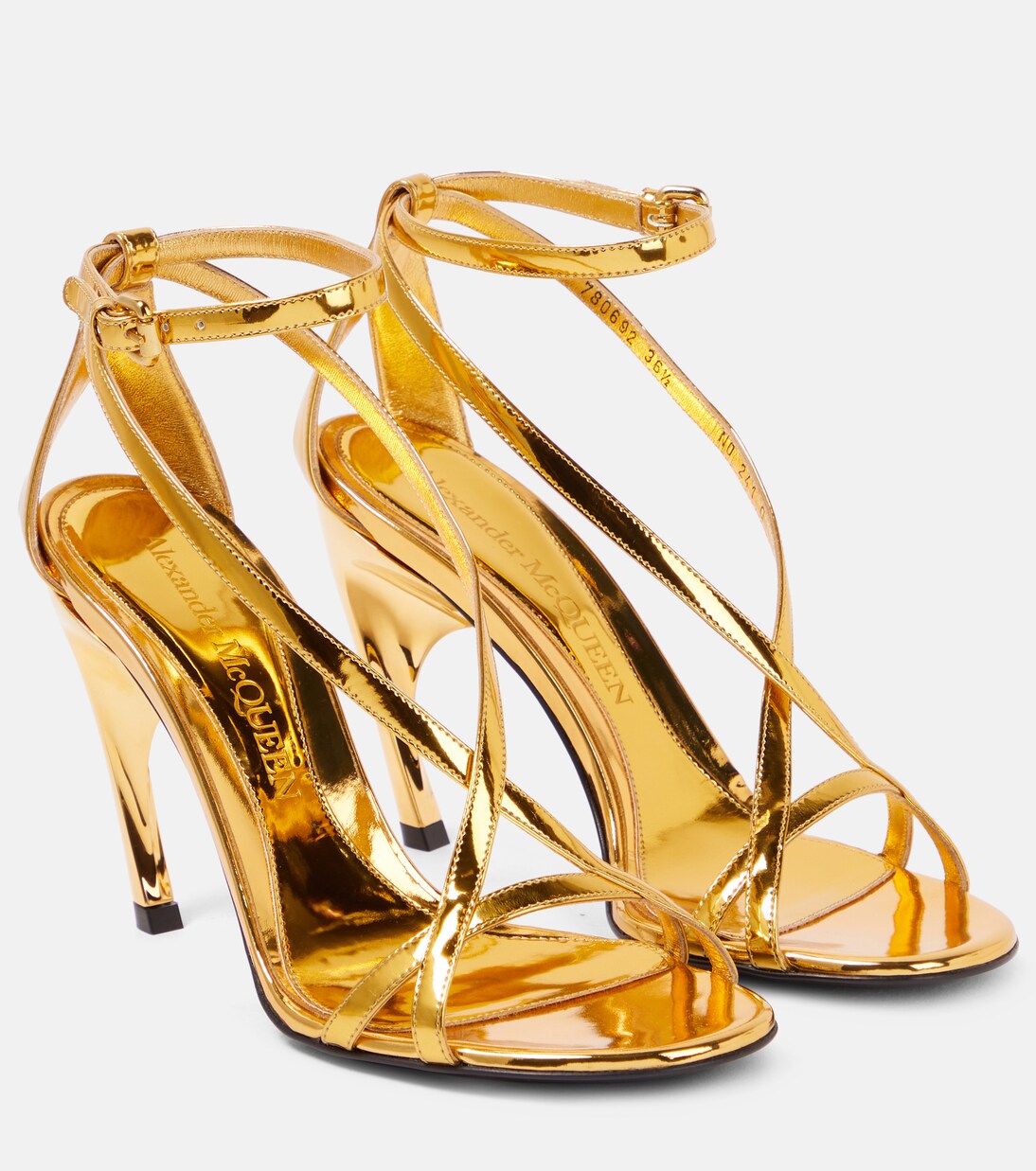 Sandalen Armadillo aus Metallic Leder in Gold Alexander Mc Queen Mytheresa