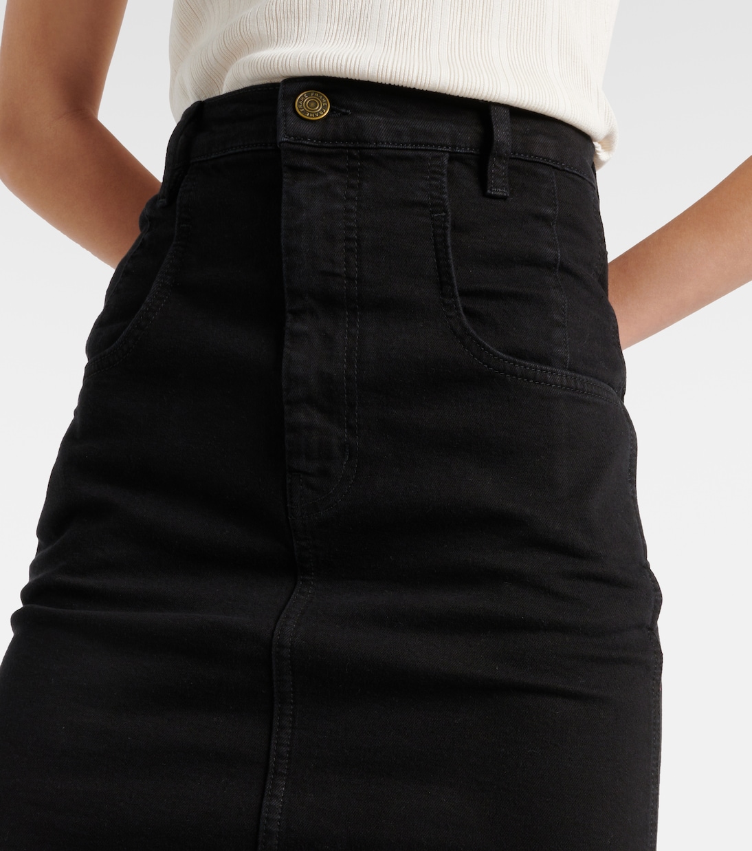 Falda midi The High Waisted Seamed de denim | Frame