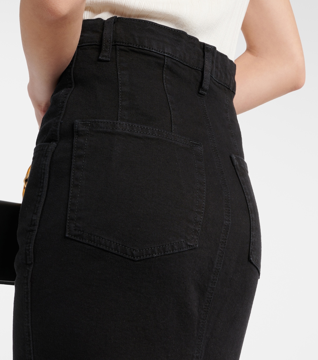Falda midi The High Waisted Seamed de denim | Frame