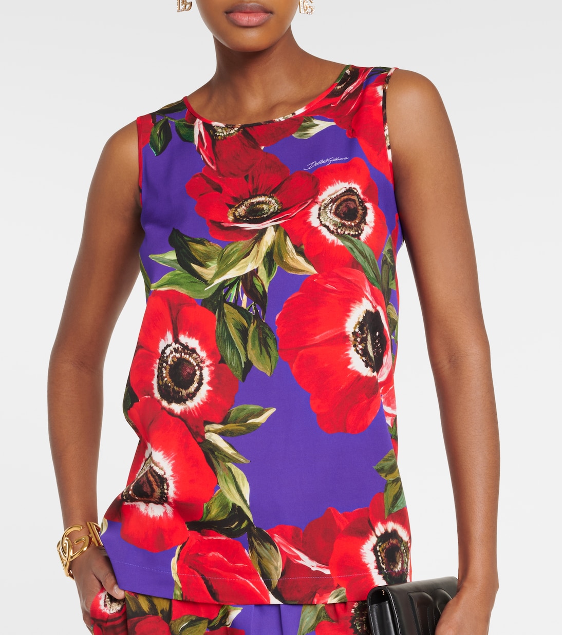 Top Anemone de mezcla de seda charmeuse | Dolce&Gabbana
