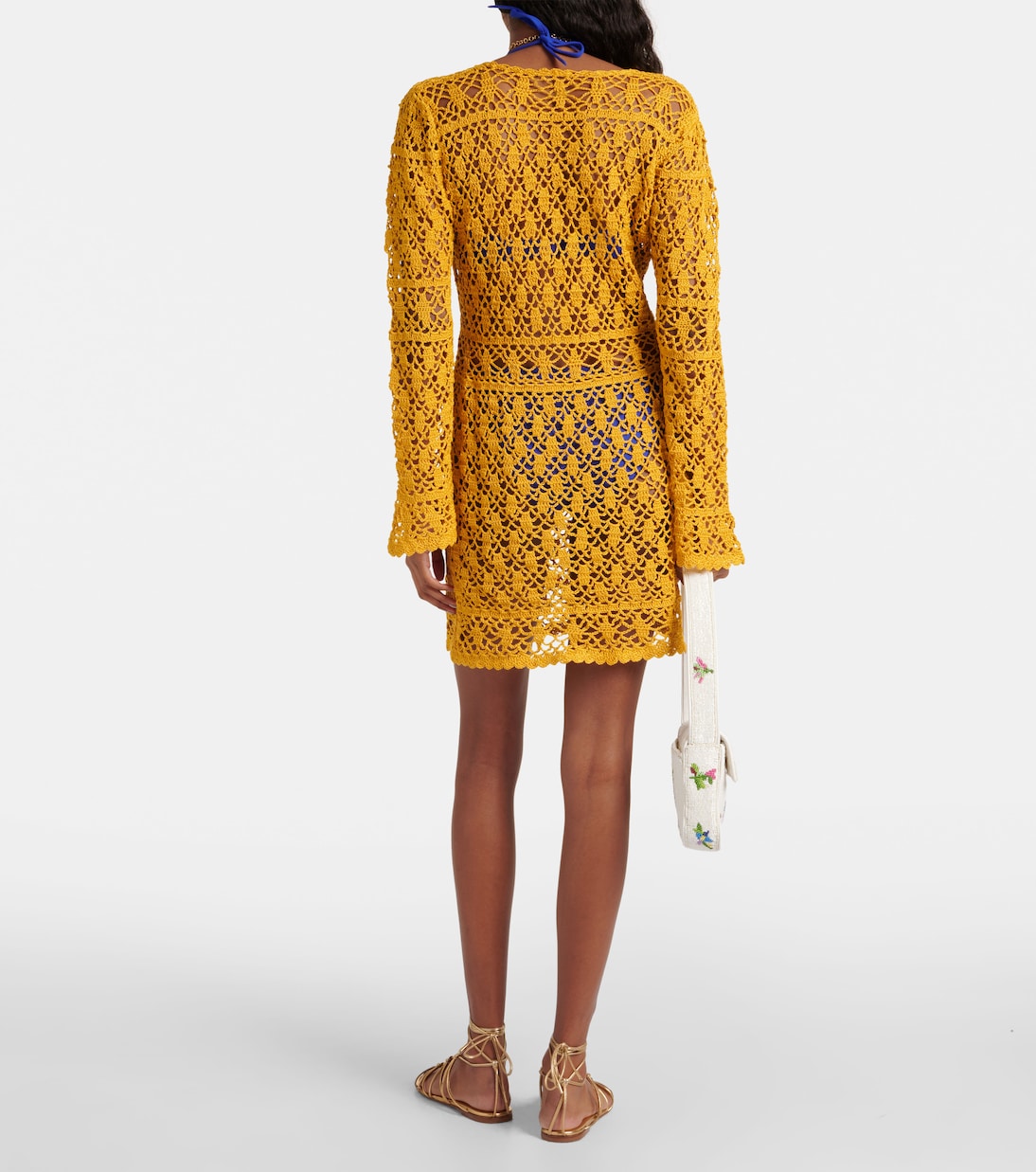 Vestido corto Bianca de croché de algodón | Anna Kosturova