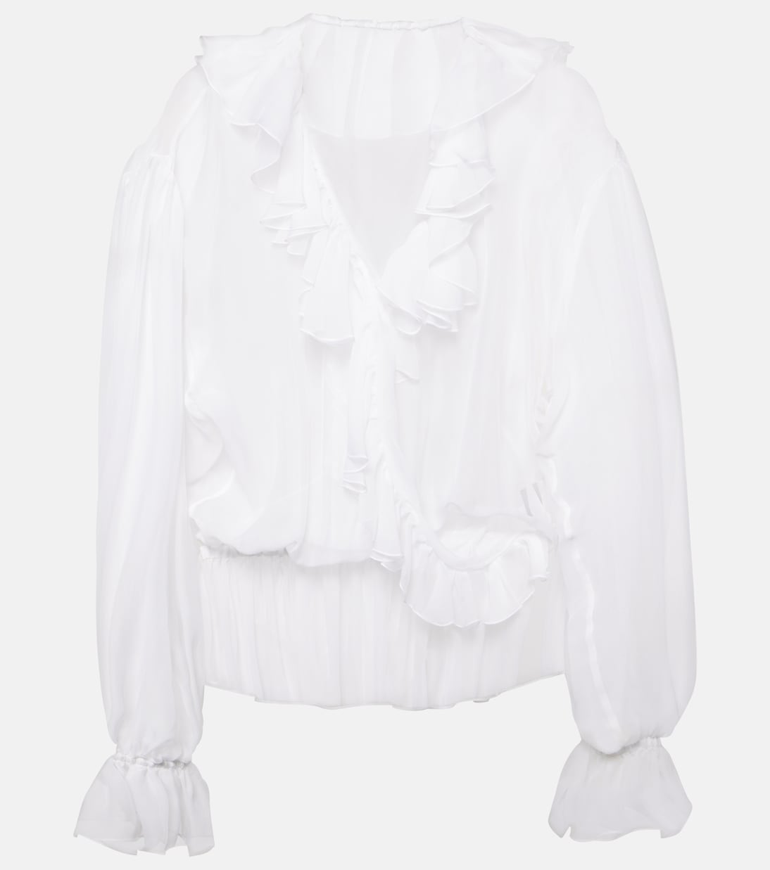 Blusa in chiffon di seta con volant | Dolce&Gabbana