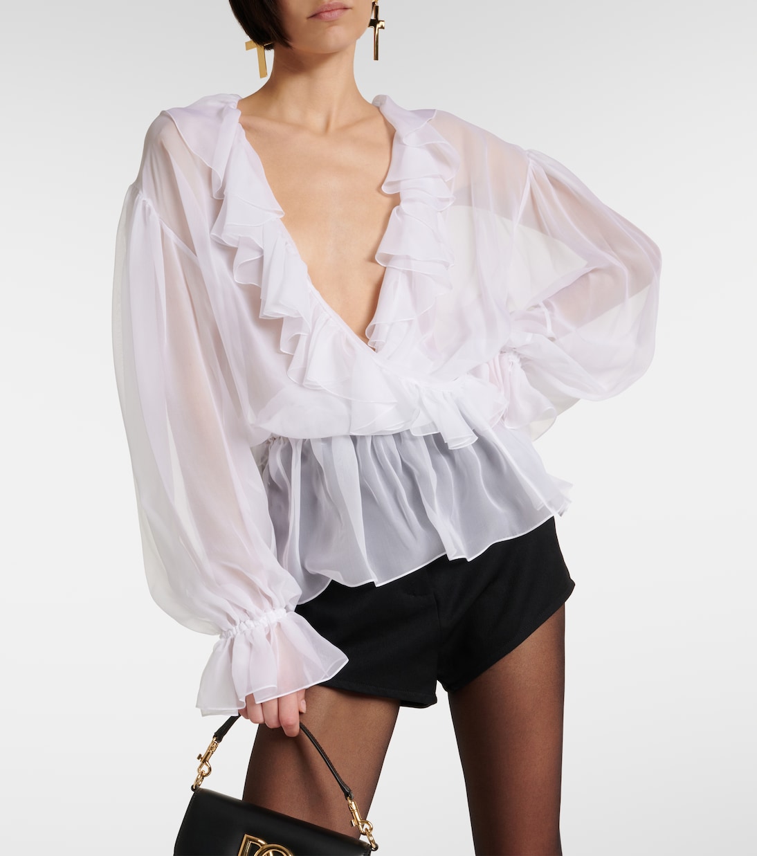 Blusa in chiffon di seta con volant | Dolce&Gabbana