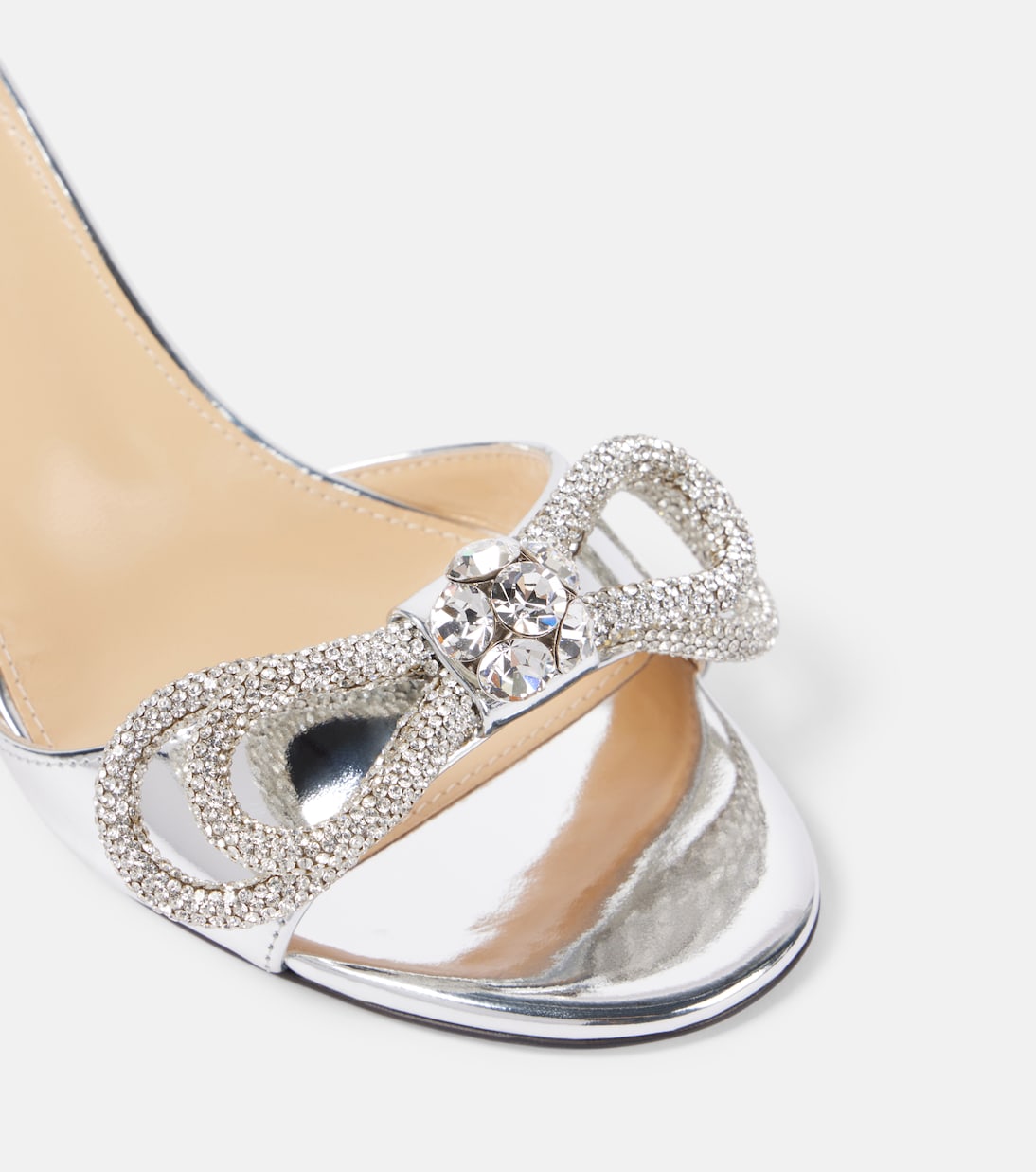 Verzierte Pantoletten Double Bow aus Metallic-Leder | Mach & Mach
