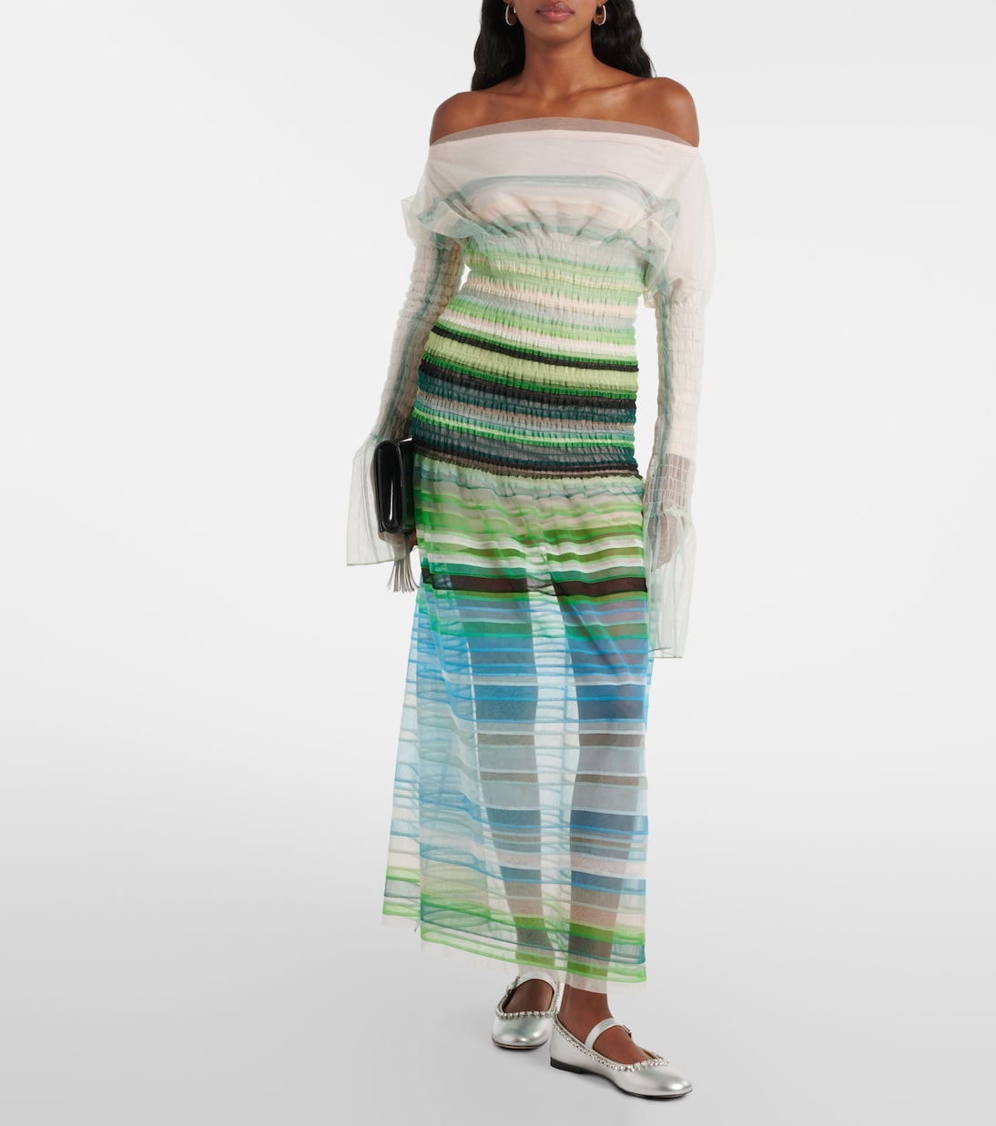 Striped smocked midi dress | Susan Fang