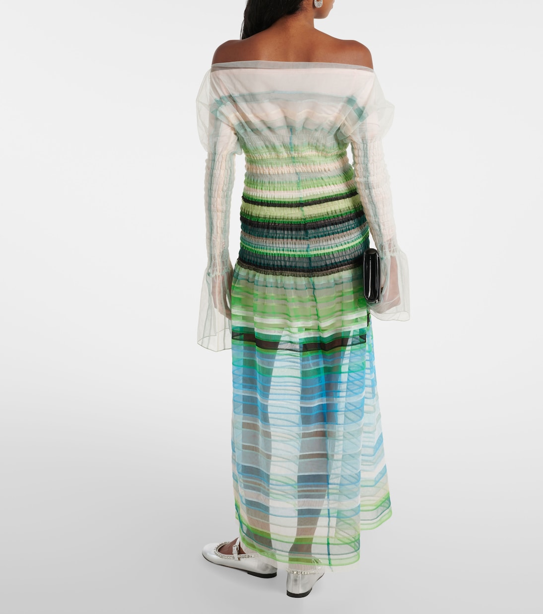 Striped smocked midi dress | Susan Fang