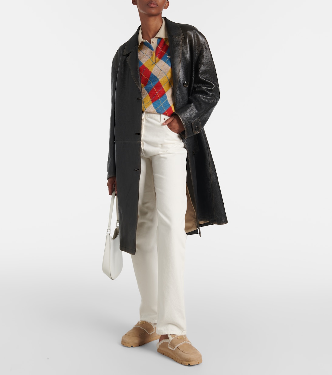 Shearling-lined suede mules | Prada