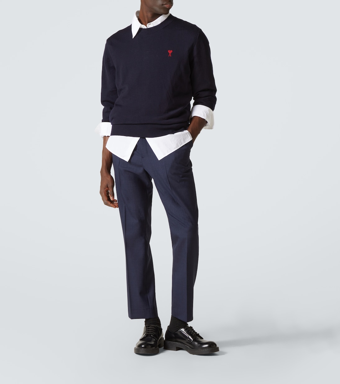 Virgin wool canvas straight pants | Ami Paris