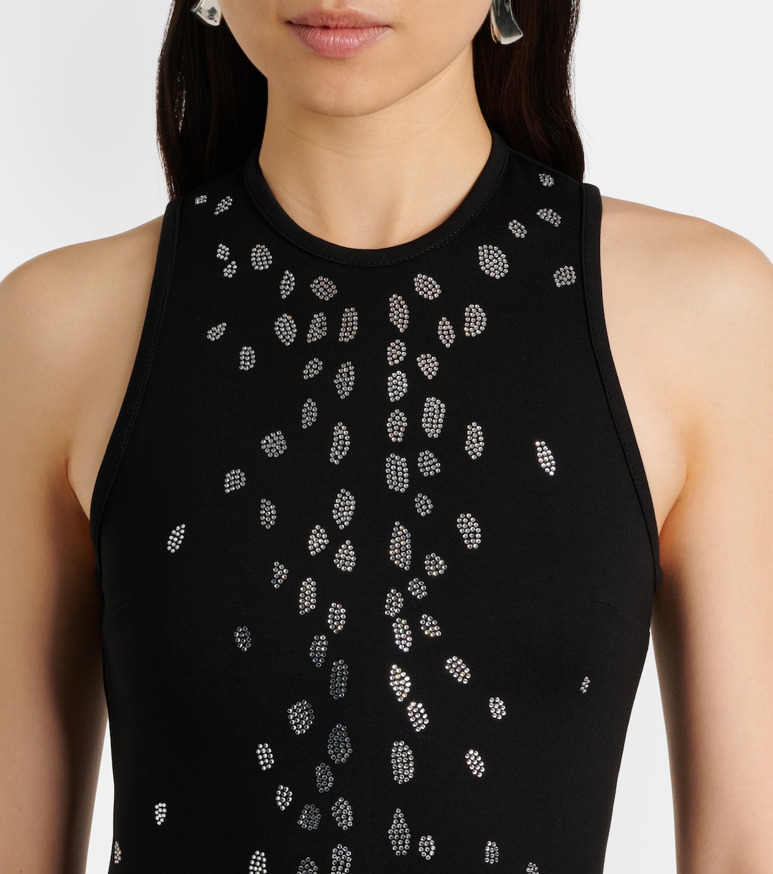Vestido corto de jersey con cristales | David Koma