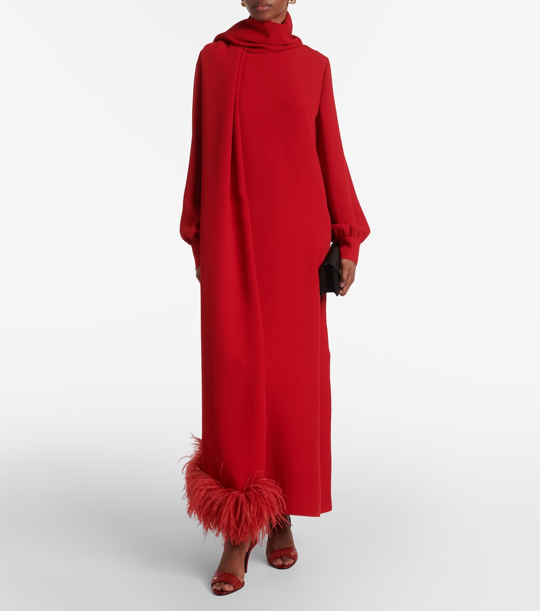 Robe aus Cady Couture mit Federn | Valentino