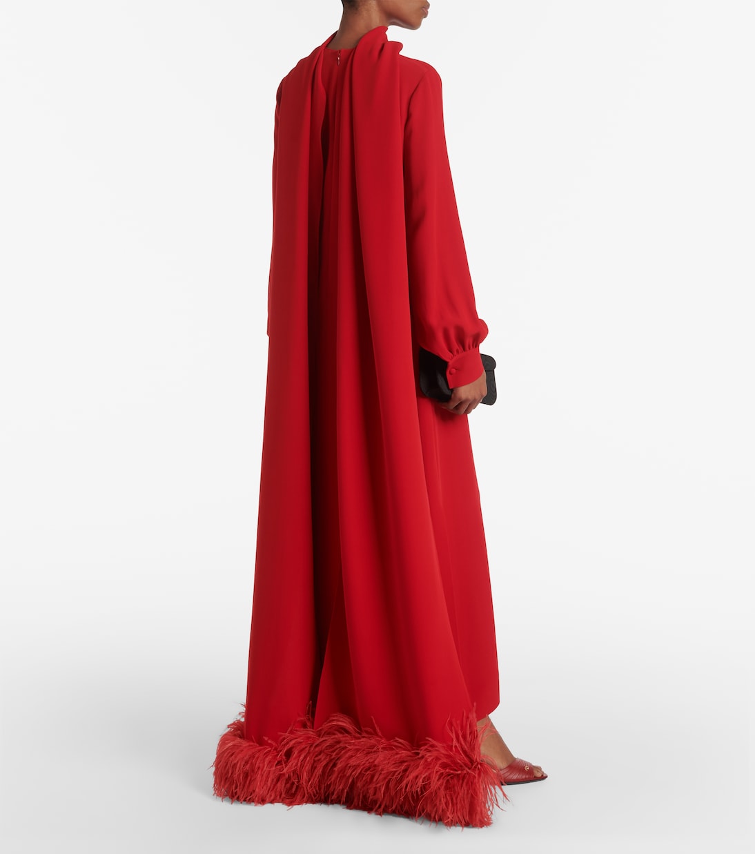 Robe aus Cady Couture mit Federn | Valentino
