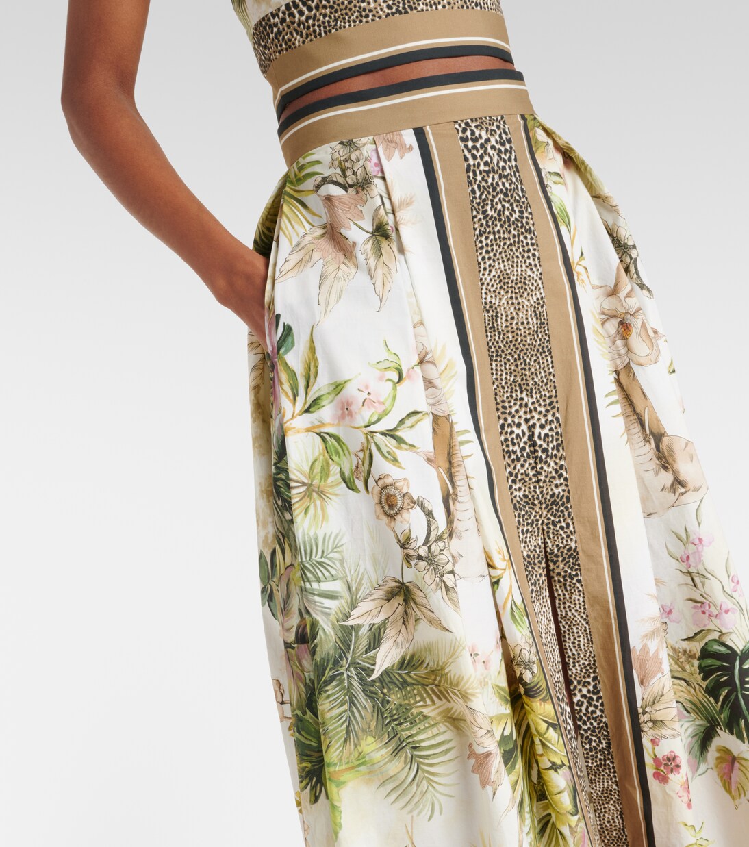 Jupe longue imprimée en coton | Elie Saab