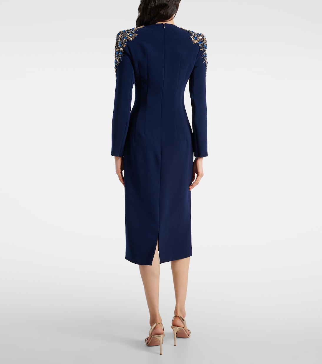 Abito midi Isla in crêpe con cristalli | Jenny Packham