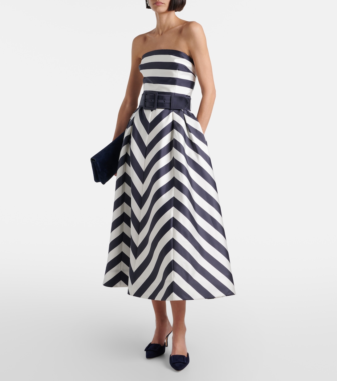 Abito midi Ariadne a righe | Rebecca Vallance