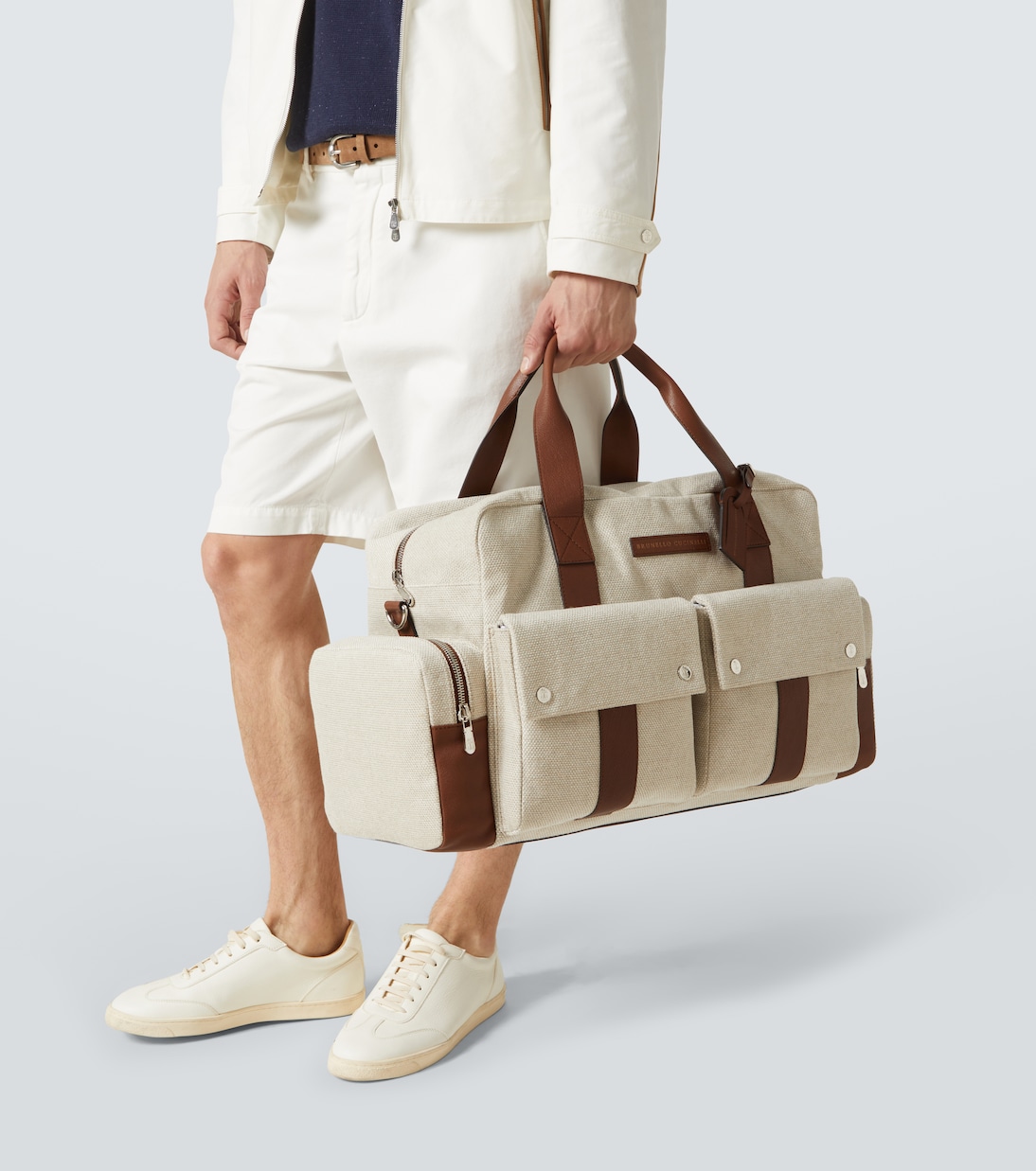 Weekender aus Canvas mit Leder | Brunello Cucinelli