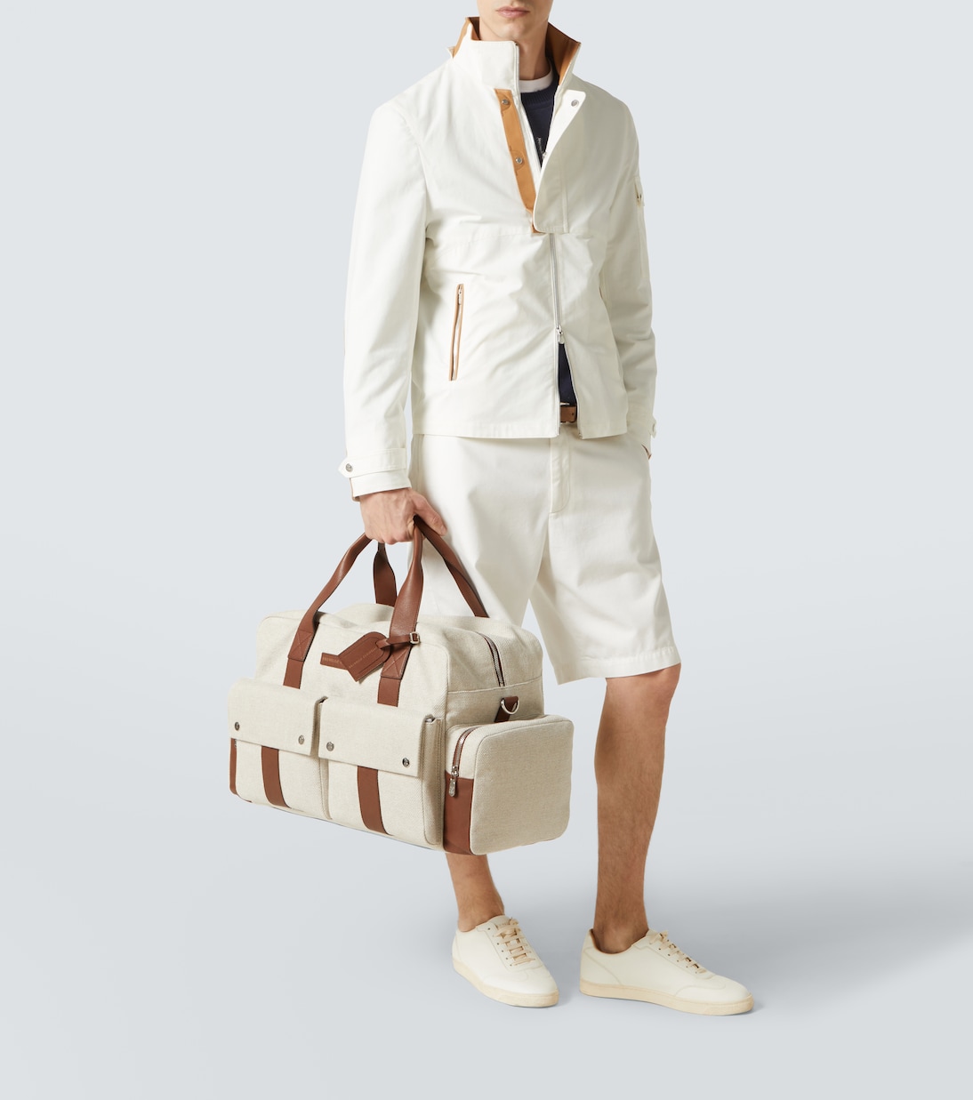 Weekender aus Canvas mit Leder | Brunello Cucinelli