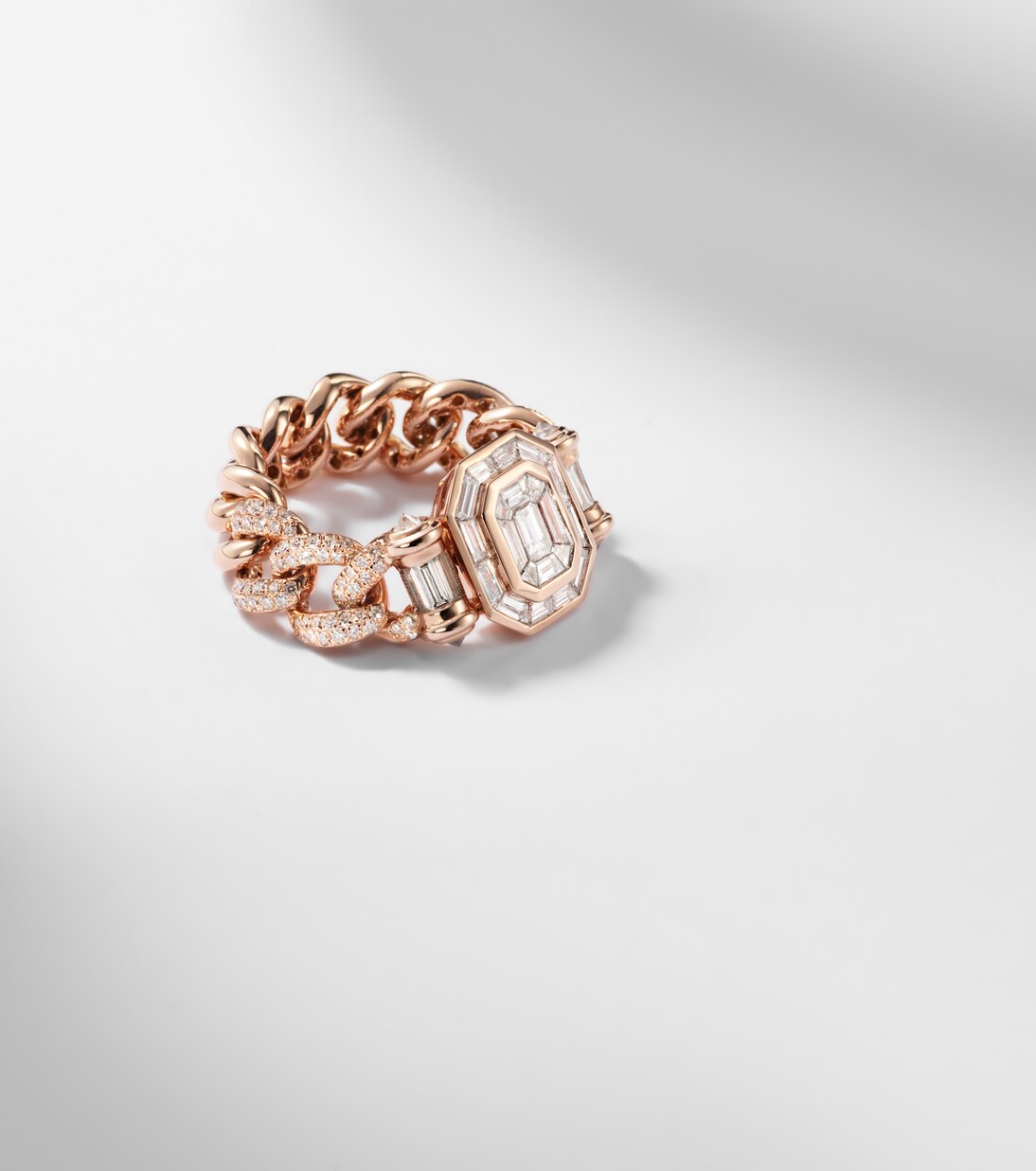 Halo Link 18kt rose gold ring with diamonds | Shay Jewelry