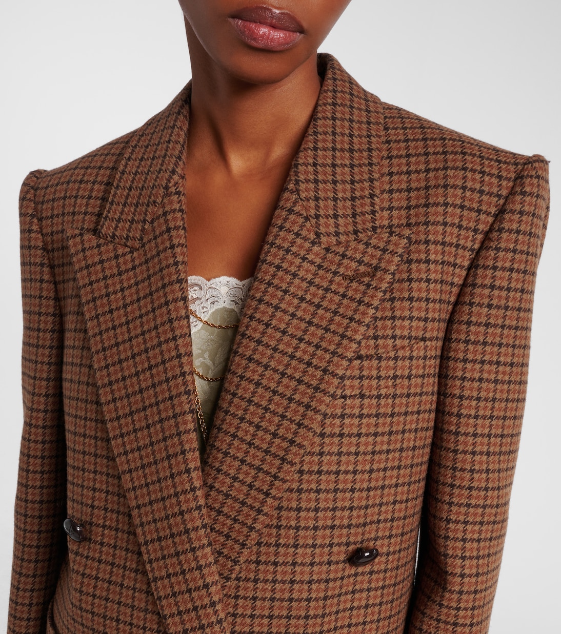 Checked double-breasted wool-blend blazer | Chloé