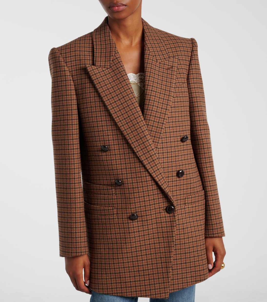 Checked double-breasted wool-blend blazer | Chloé