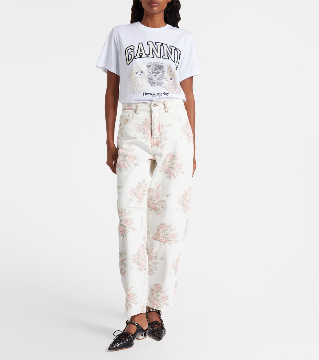 Mid-Rise Barrel Jeans Stary | Ganni