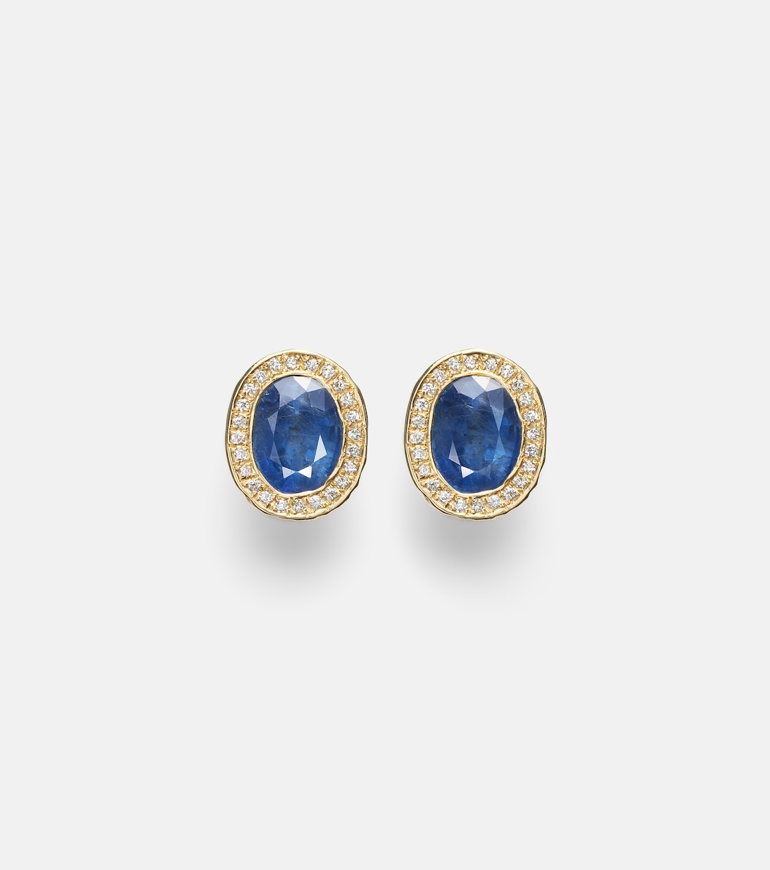 18kt gold stud earrings with diamonds and sapphires | Octavia Elizabeth