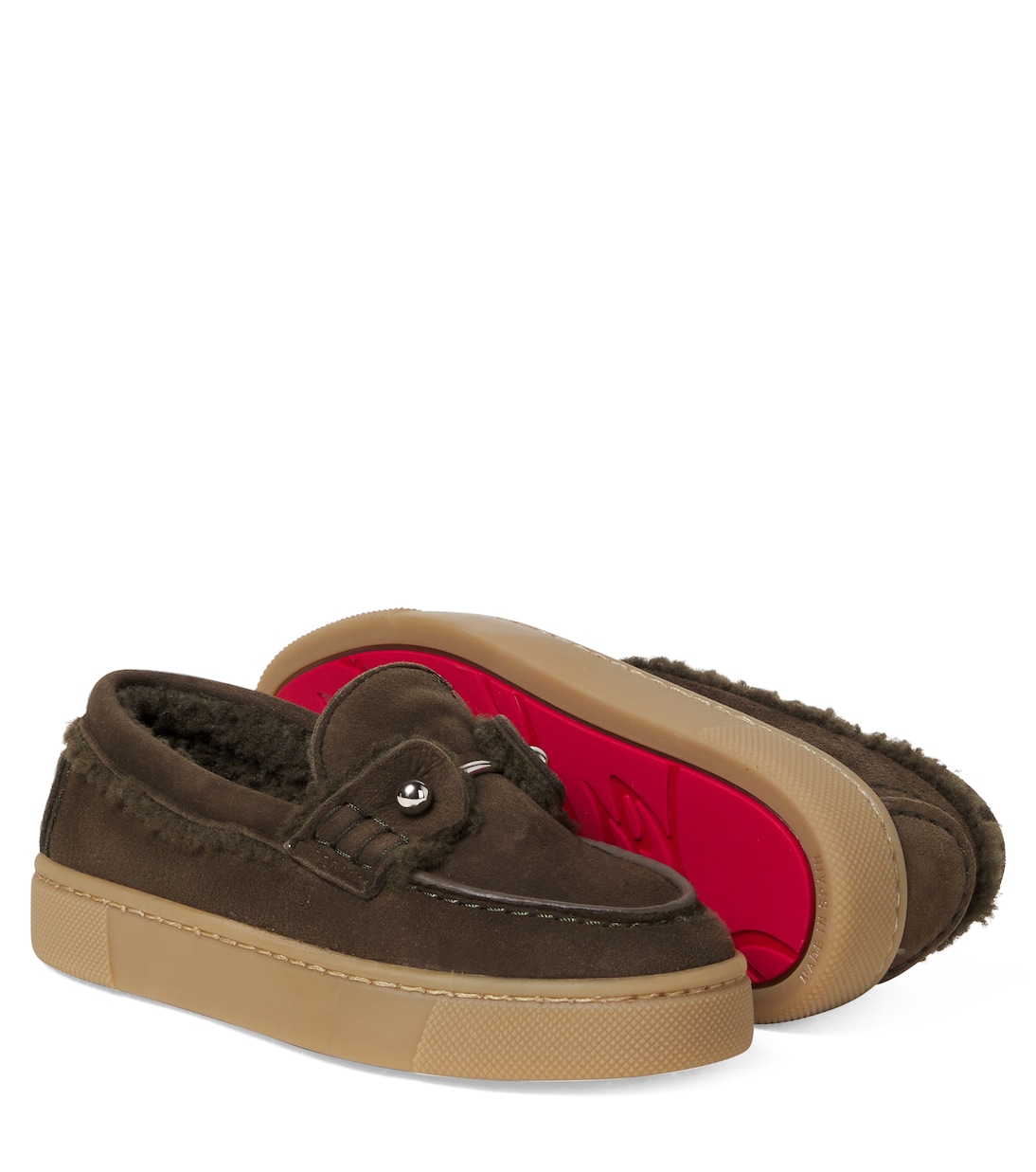 Chambelikid shearling-lined suede loafers | Christian Louboutin Kids