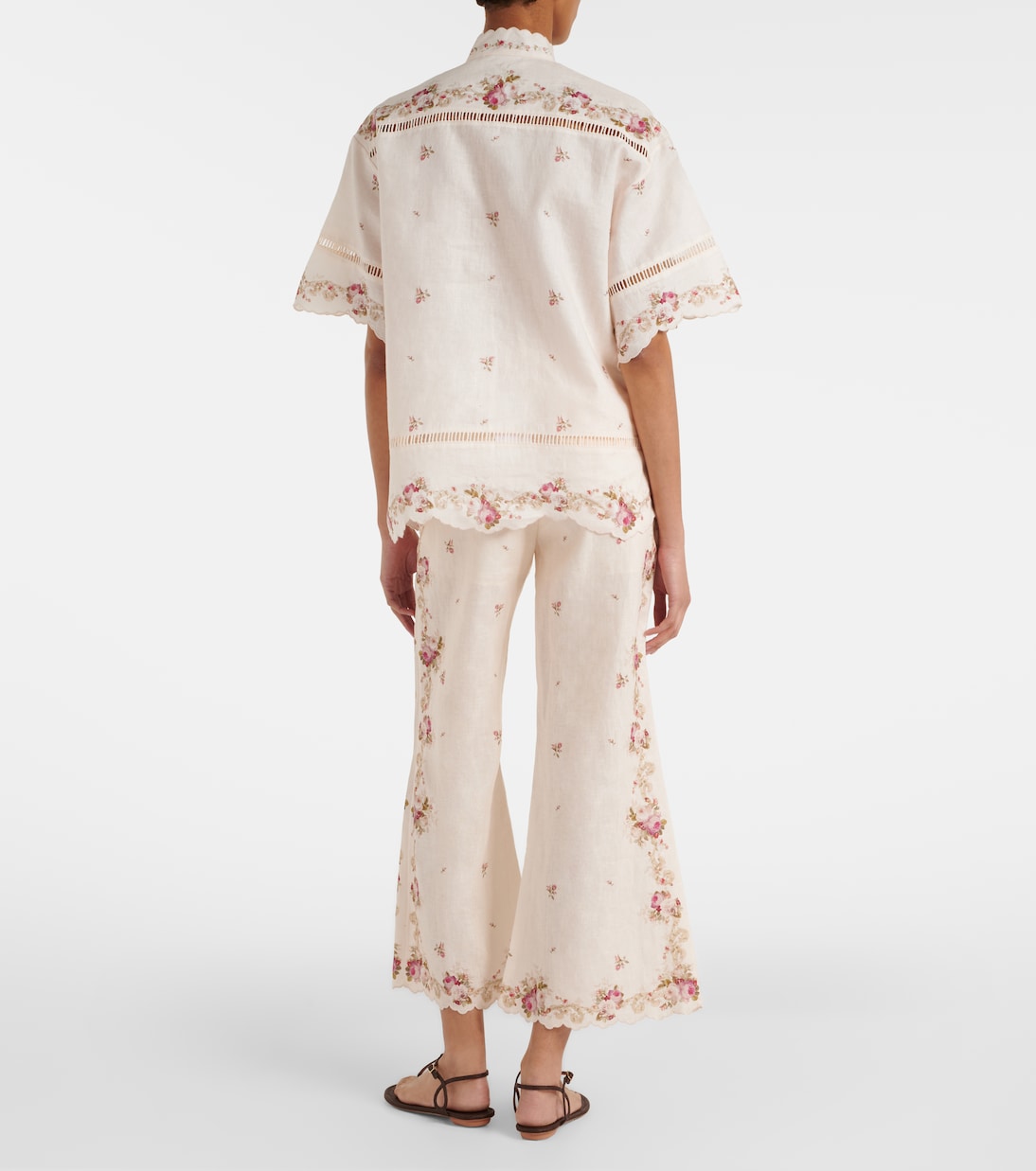 Patience floral linen flared pants | Zimmermann