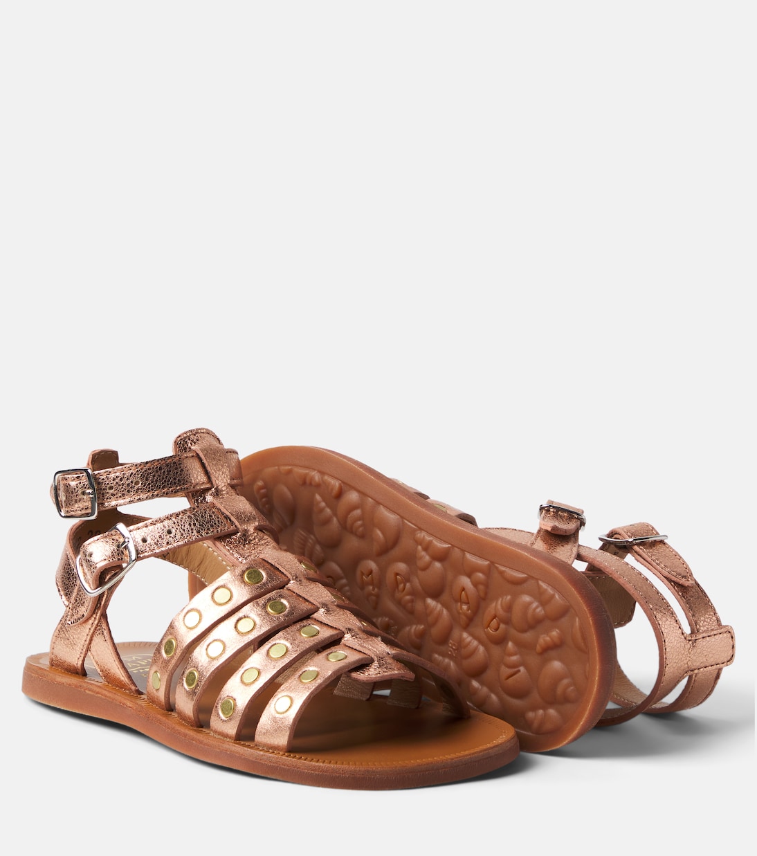 Plagette Stud leather gladiator sandals | Pom d'Api