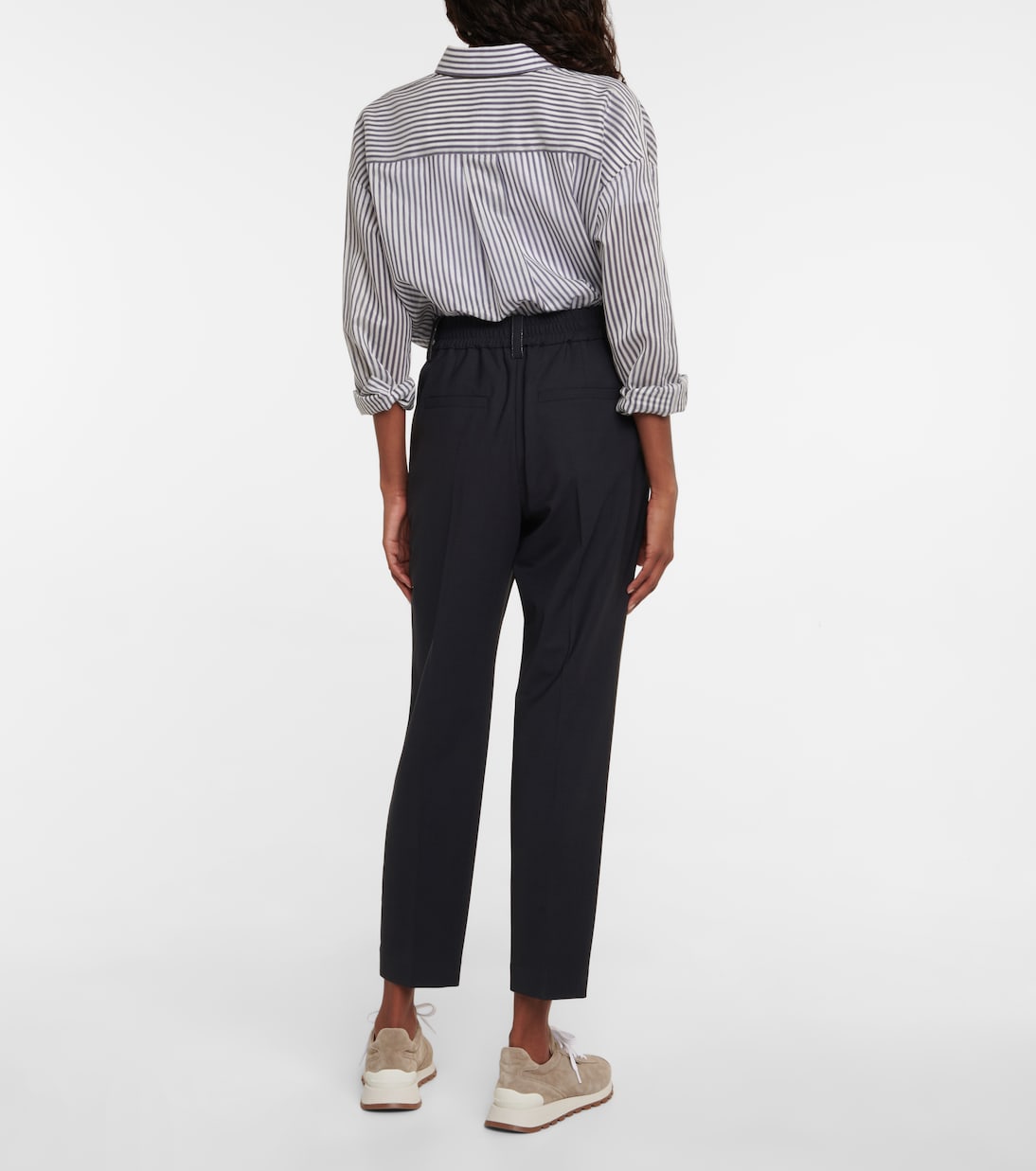 High-rise wool-blend pants | Brunello Cucinelli