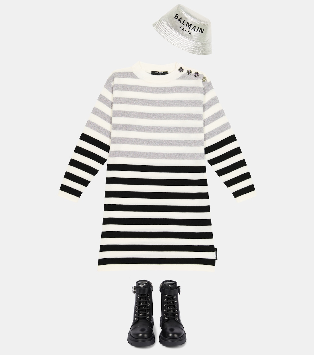 Striped wool-blend dress | Balmain Kids
