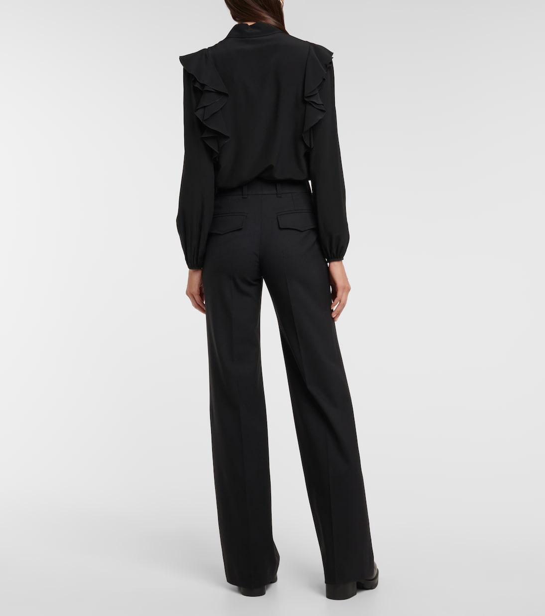 High-rise wool-blend straight pants | Chloé