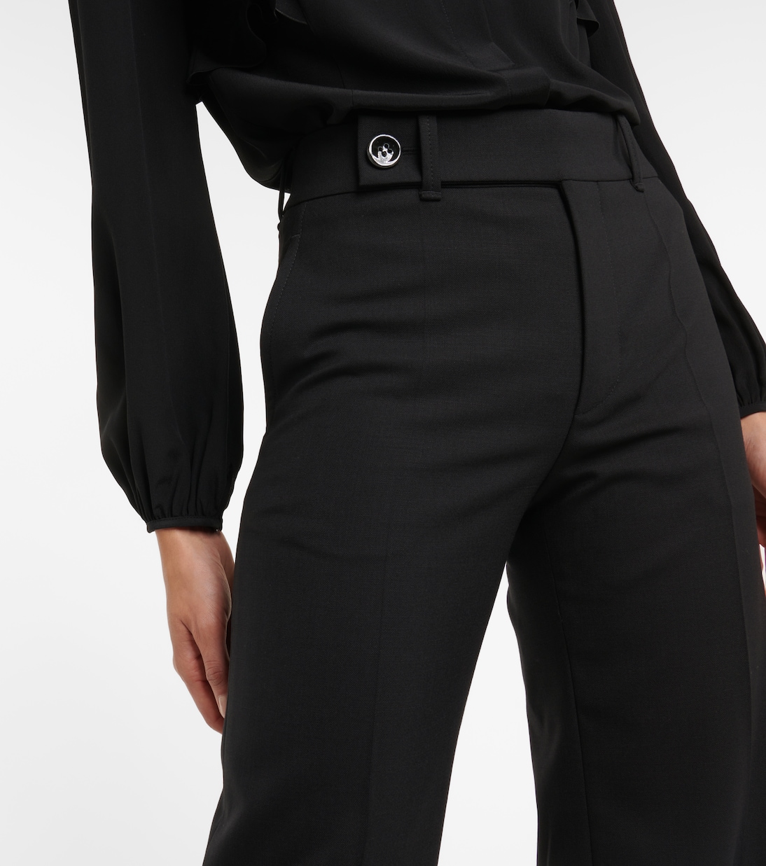 High-rise wool-blend straight pants | Chloé