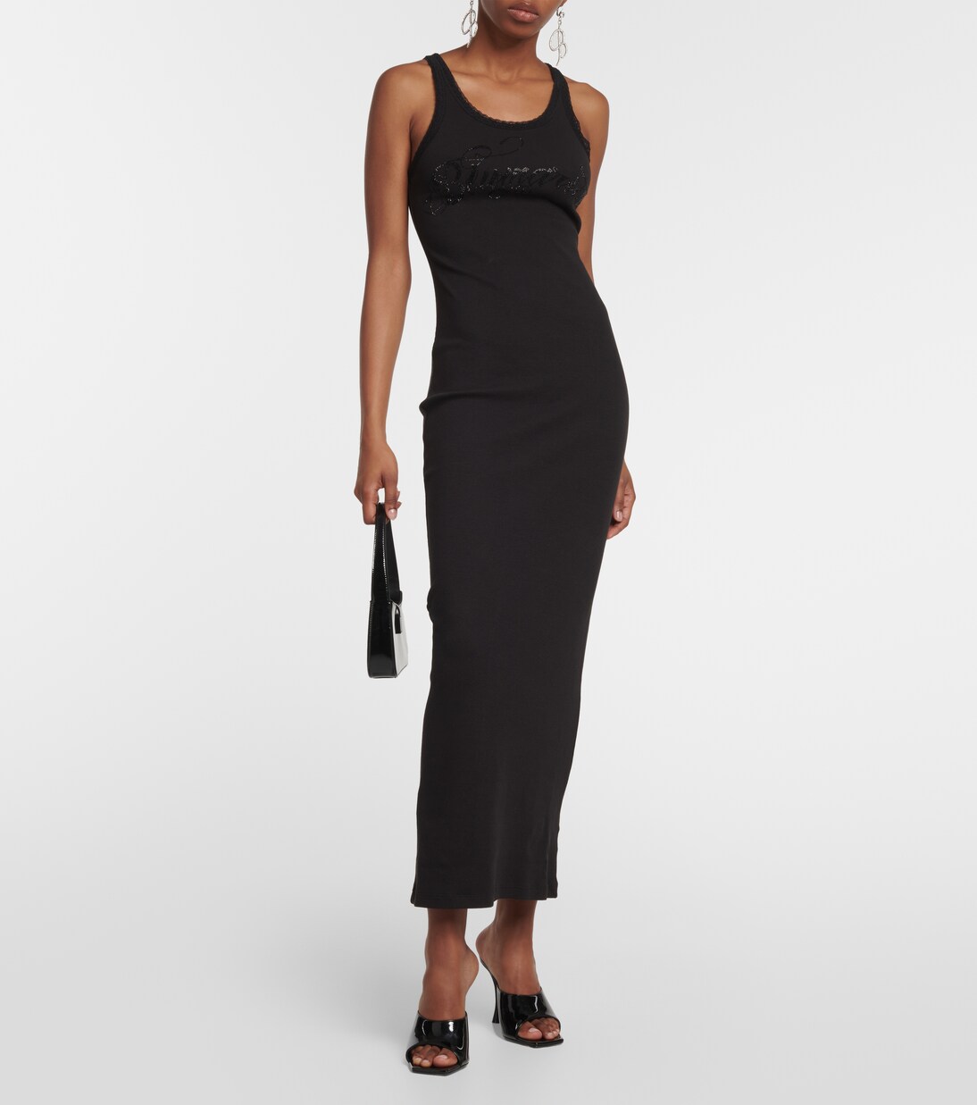 Abito lungo in misto cotone con logo | Blumarine