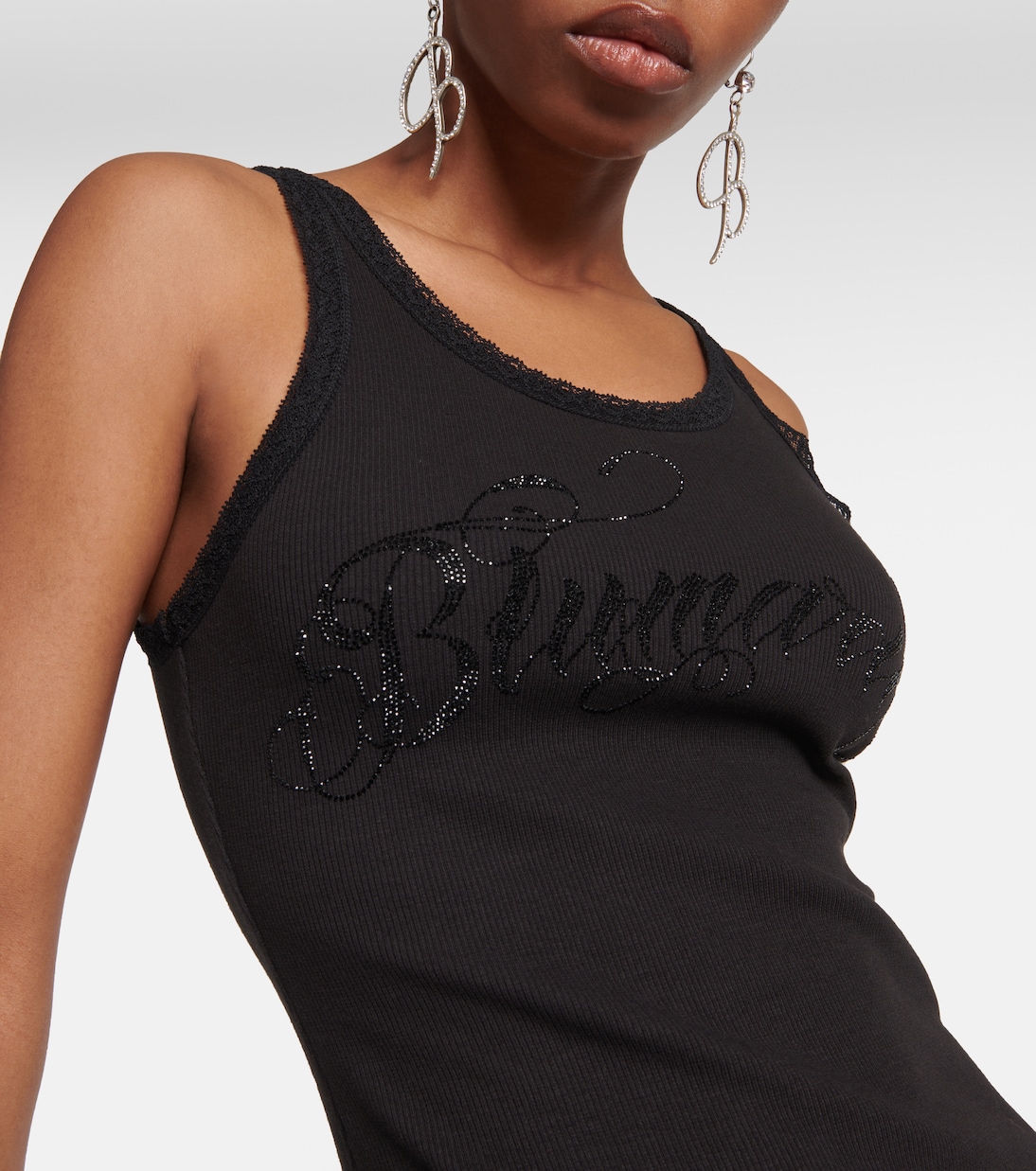 Abito lungo in misto cotone con logo | Blumarine