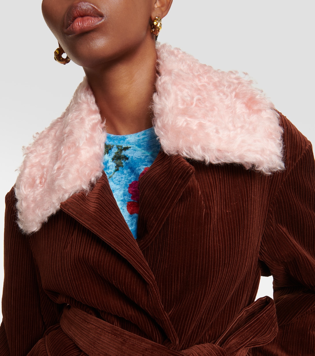 Corduroy and faux fur jacket | Dries Van Noten