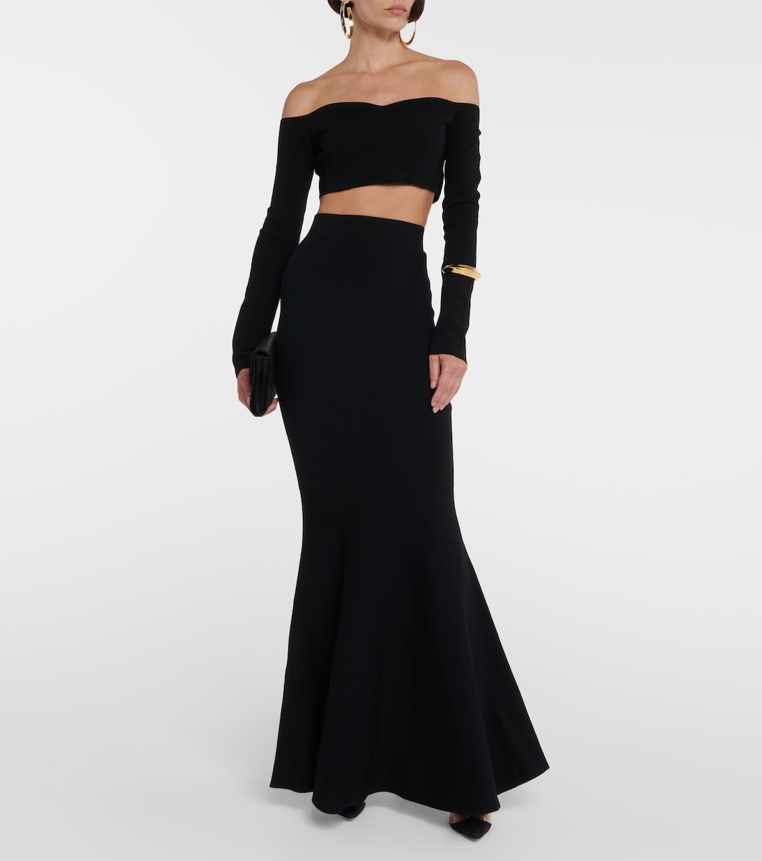 Crop top en mezcla de lana sin hombros | Nina Ricci