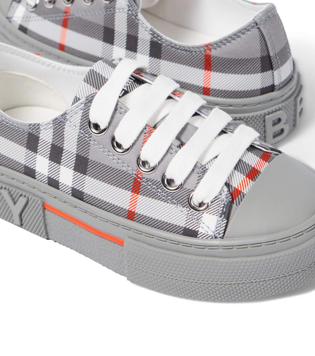 Burberry Check canvas sneakers in grey Burberry Kids Mytheresa
