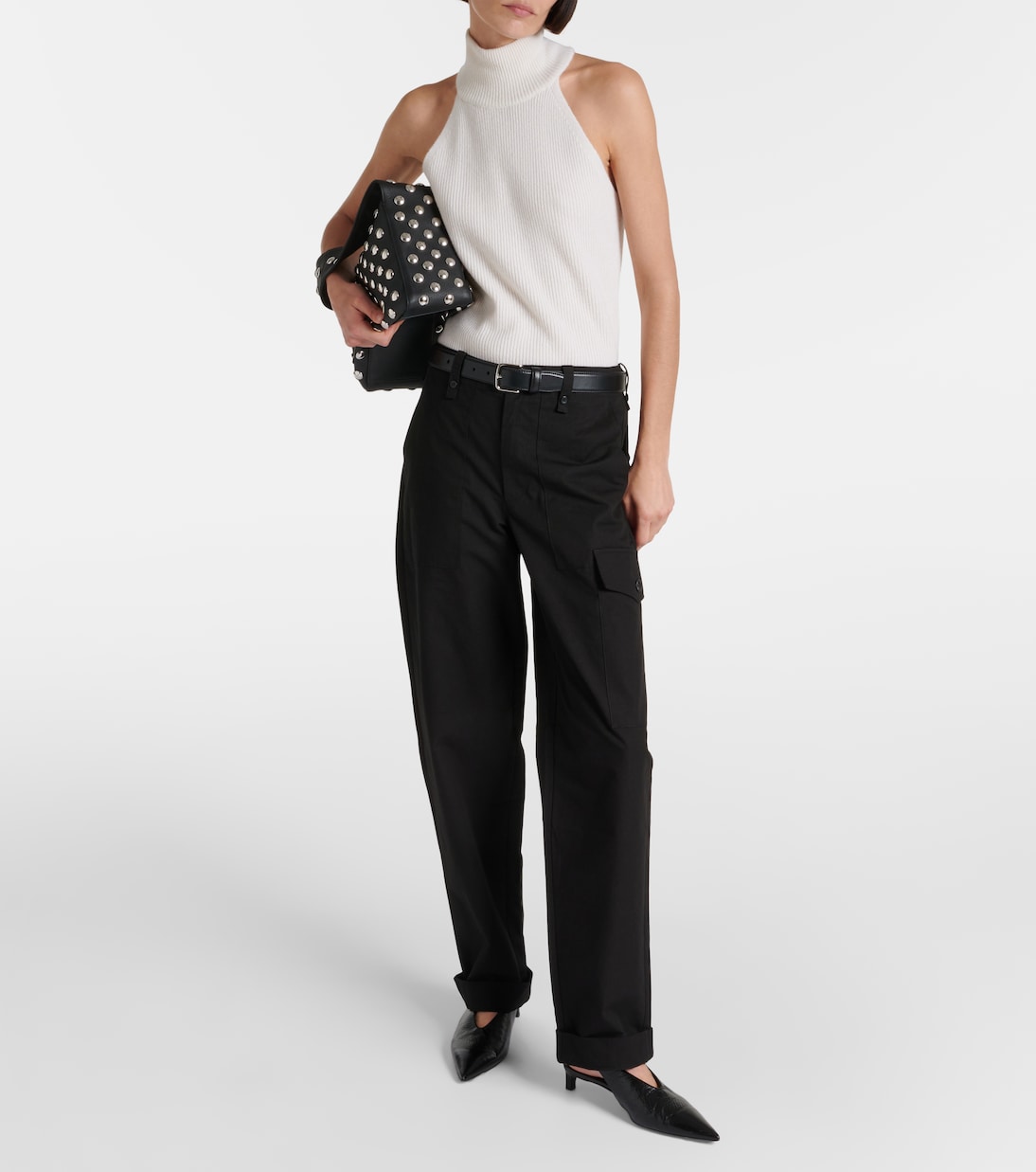 Pantalon droit White Label Octavia en coton et lin | Proenza Schouler