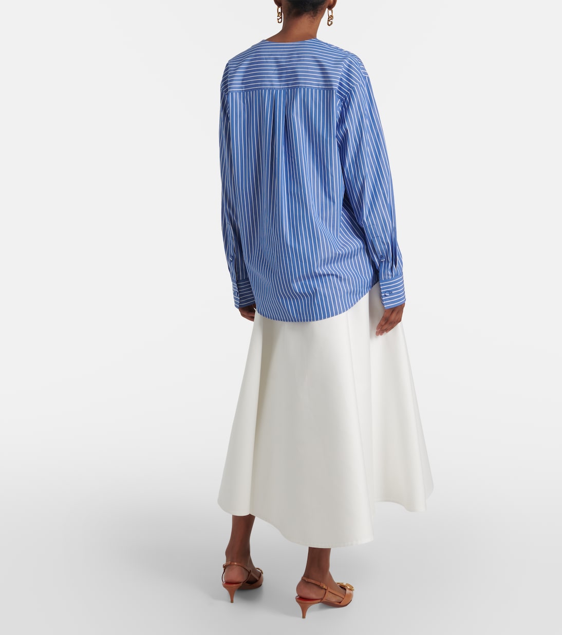 Blouse VGold rayée en coton | Valentino