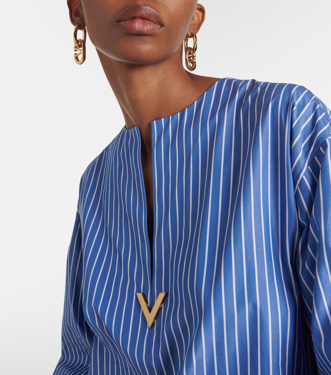 Blouse VGold rayée en coton | Valentino