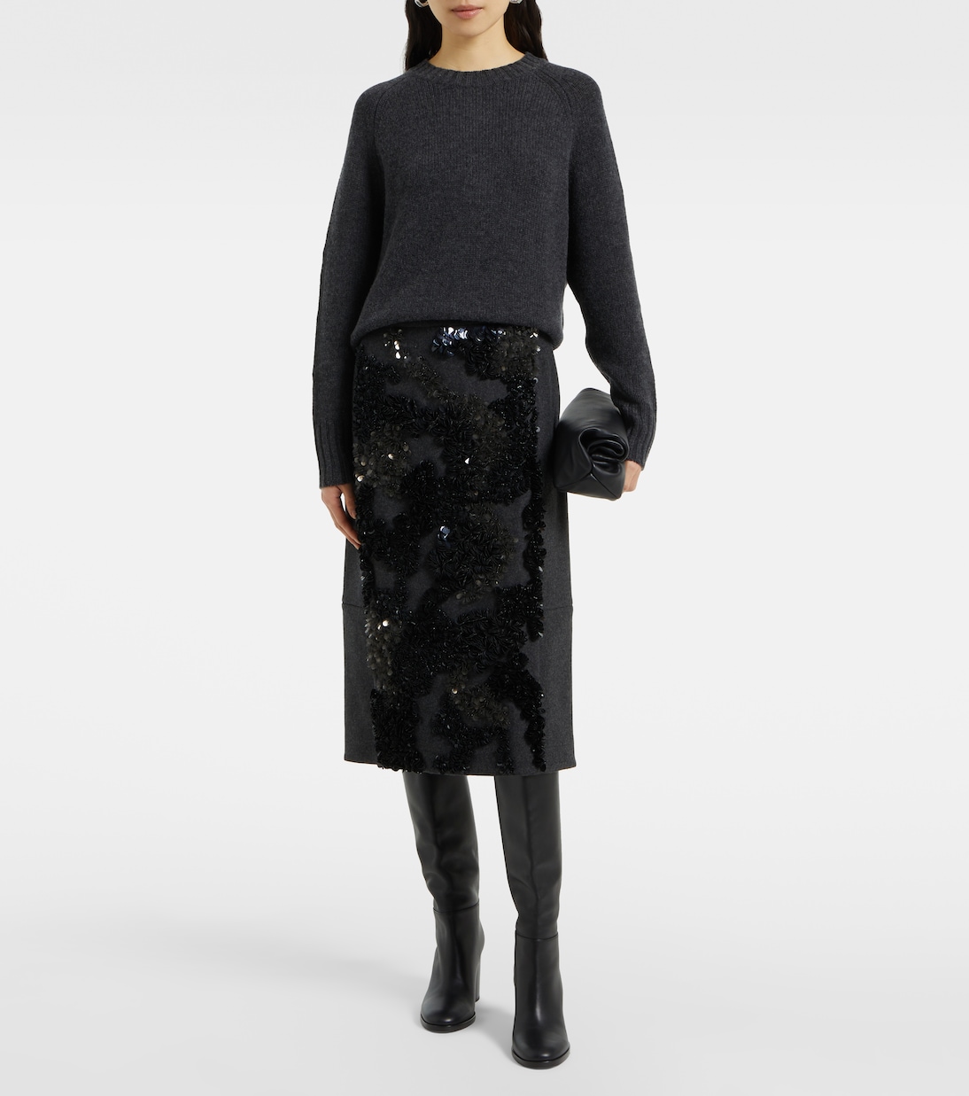 Gonna midi in misto lana con paillettes | Plan C