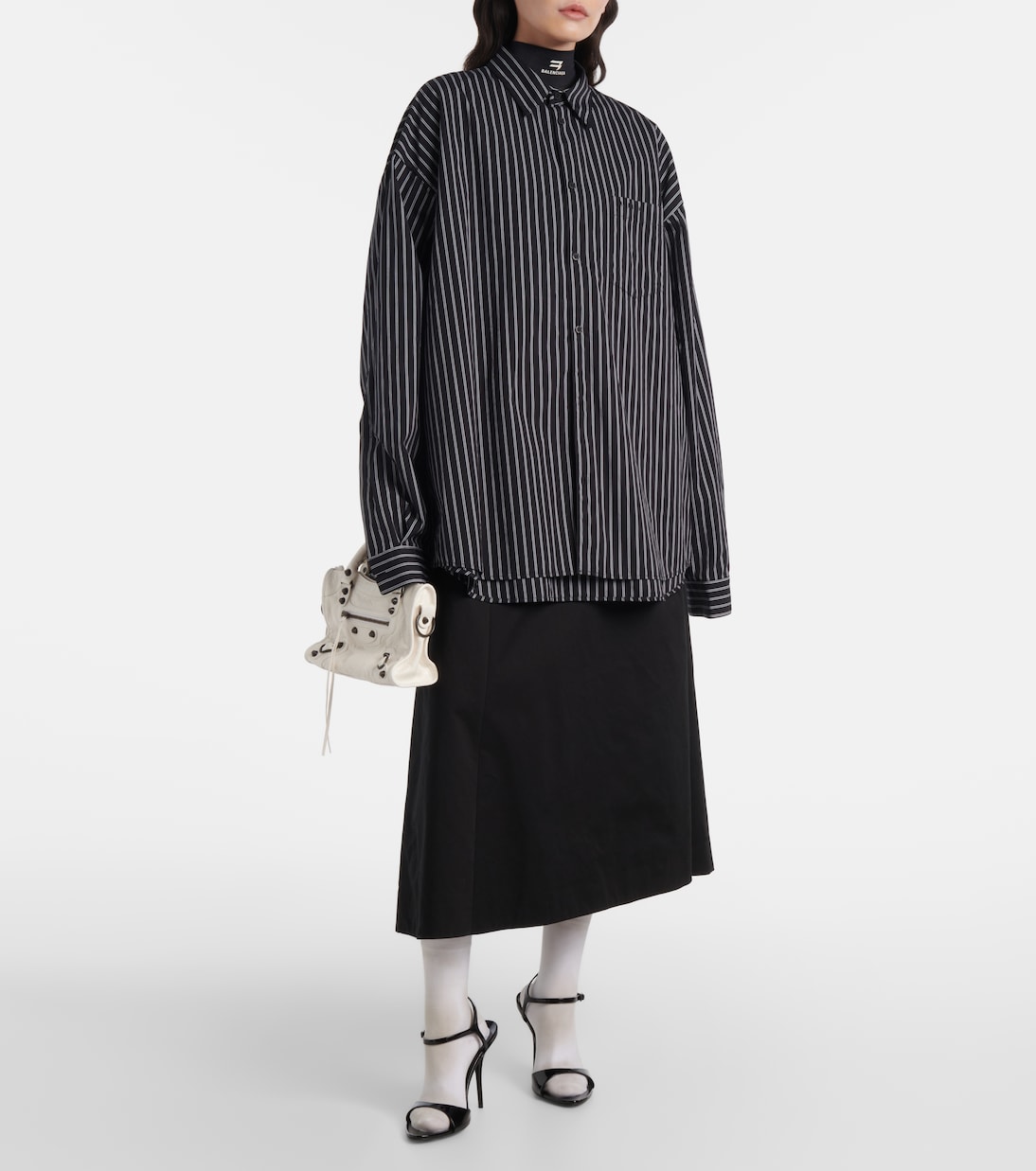 Falda midi de sarga de algodón | Balenciaga