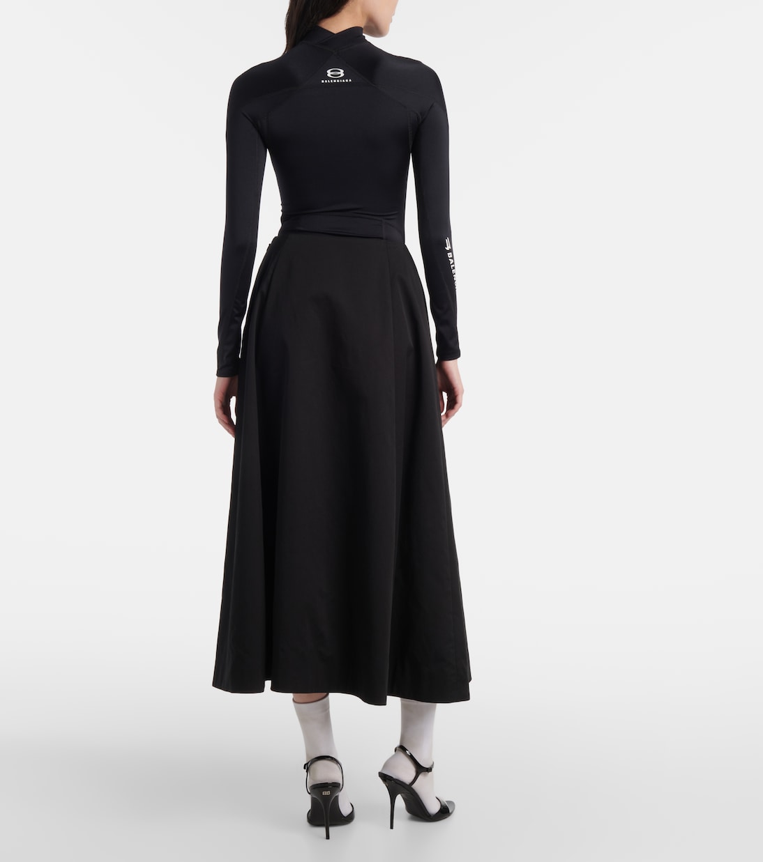 Falda midi de sarga de algodón | Balenciaga