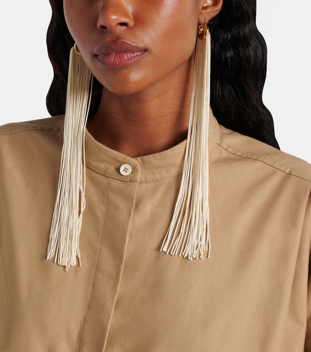 Fringed hoop earrings | Jil Sander