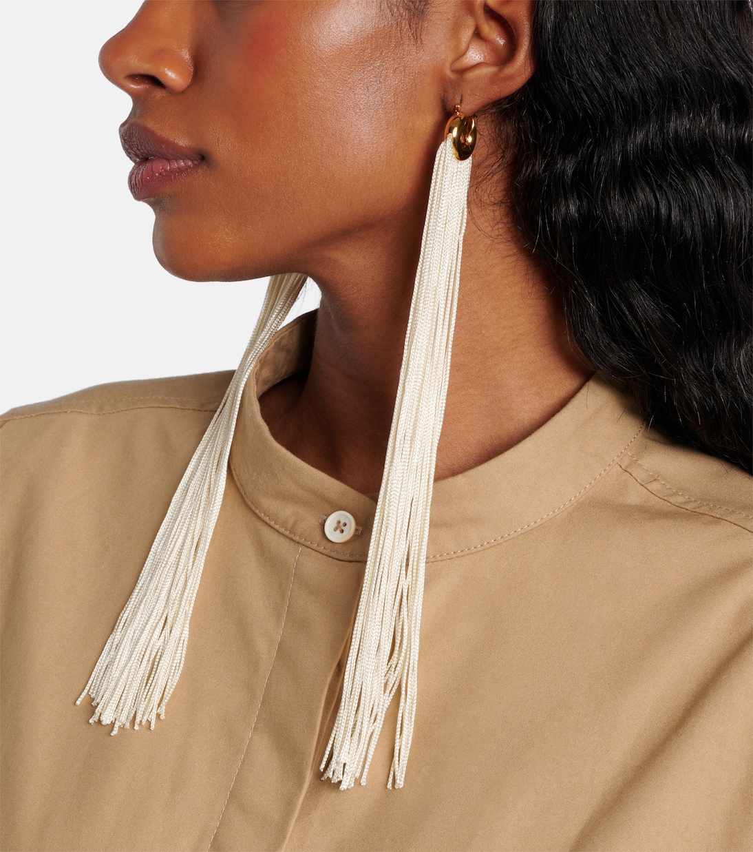 Fringed hoop earrings | Jil Sander
