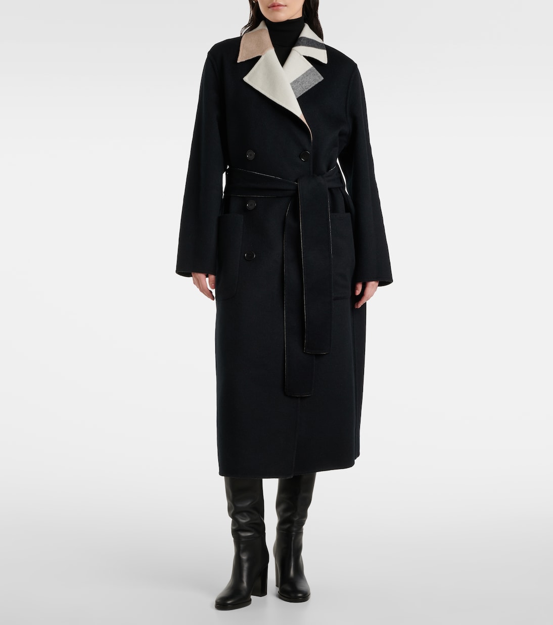 Merton checked reversible wool wrap coat | Joseph